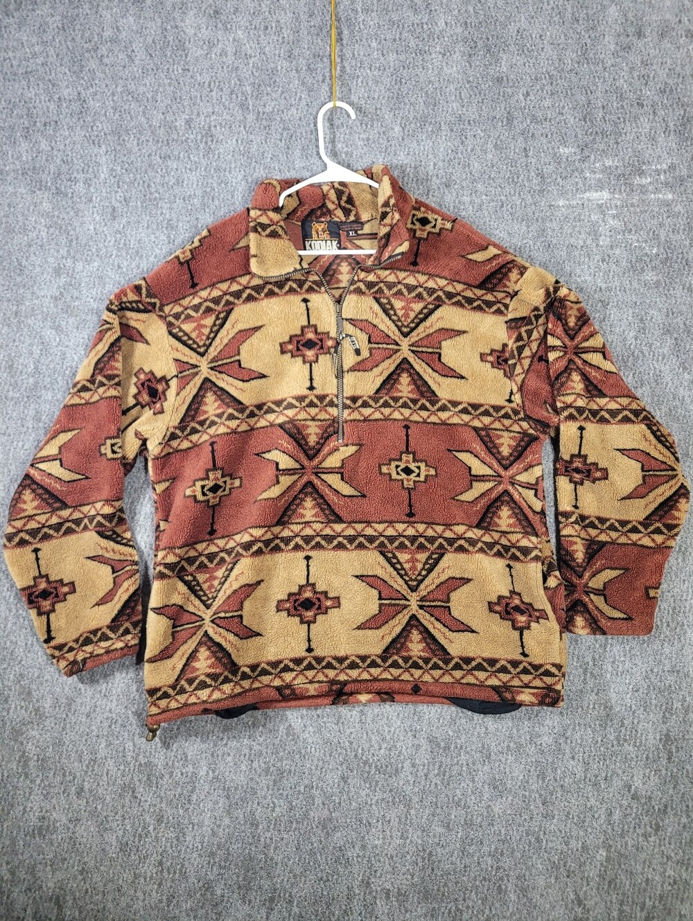 Vintage 90s Kodiak Fleece Pullover Men XL Canada Aztec Southwestern 1/4 Zip